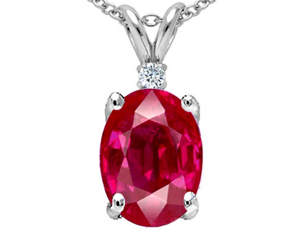 Tommaso Design™ Oval 9x7mm Created Ruby Pendant Necklace
