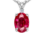 Tommaso Design™ Oval 9x7mm Created Ruby Pendant Necklace