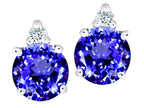 Tommaso Design™ Simulated Tanzanite and Genuine Diamond Earrings Studs