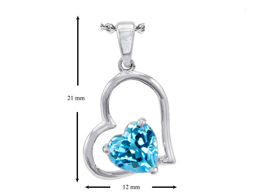 Star K™ 7mm Heart Shape Simulated Blue Topaz Pendant Necklace