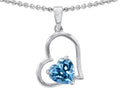Star K™ 7mm Heart Shape Simulated Blue Topaz Pendant Necklace