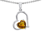 Star K™ 7mm Heart Shape Simulated Citrine Pendant Necklace
