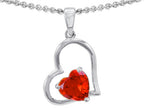 Star K™ 7mm Heart Shape Simulated Fire Opal Pendant Necklace