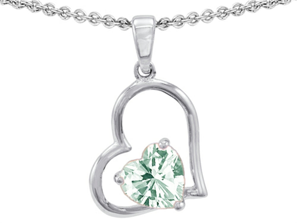 Star K™ 7mm Heart Shape Green Amethyst Pendant Necklace