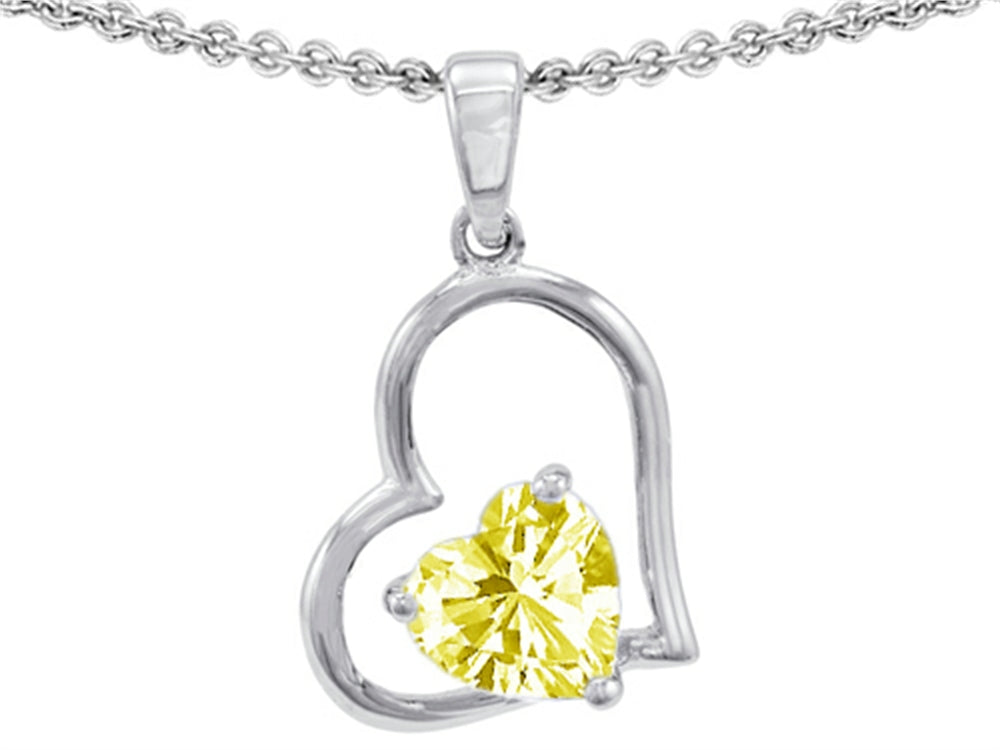 Star K™ 7mm Heart Shape Lemon Quartz Pendant Necklace