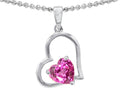 Star K™ 7mm Heart Shape Created Pink Sapphire Pendant Necklace