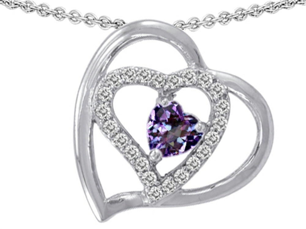 Star K™ Simulated Heart Shape Alexandrite Pendant Necklace