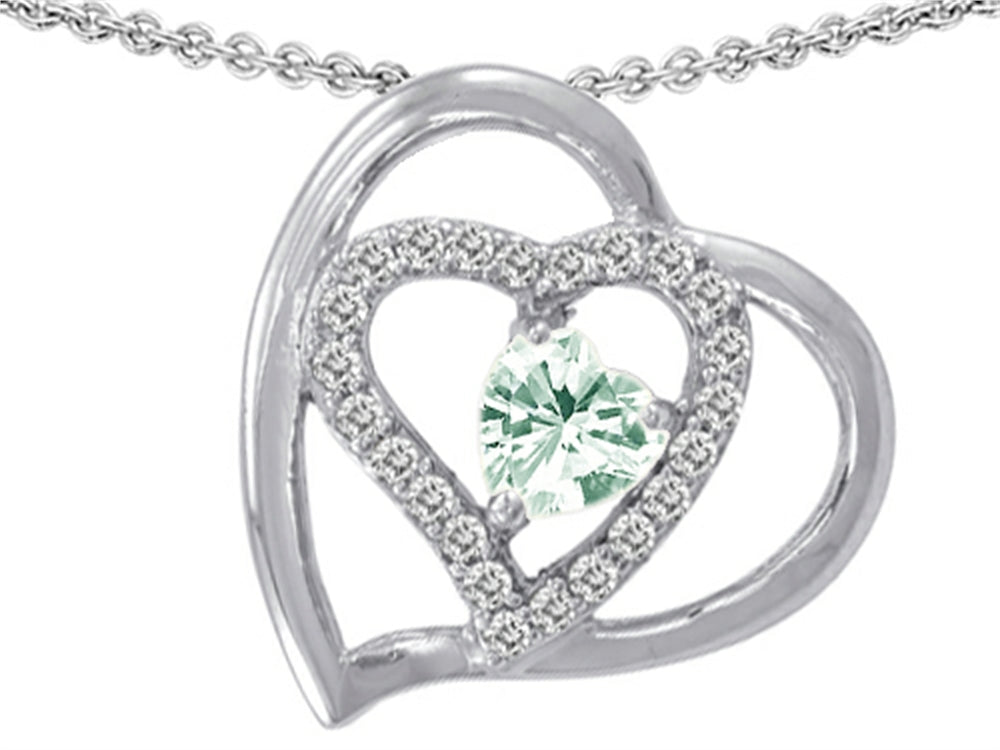 Star K™ Genuine Heart Shape Green Amethyst Pendant Necklace