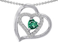 Star K™ Heart Shape Simulated Emerald Heart Pendant Necklace