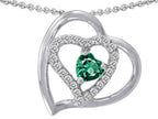 Star K™ Heart Shape Simulated Emerald Heart Pendant Necklace