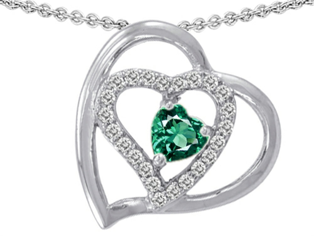Star K™ Heart Shape Simulated Emerald Heart Pendant Necklace