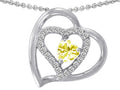 Star K™ Genuine Heart Shape Lemon Quartz Pendant Necklace