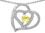 Star K™ Genuine Heart Shape Lemon Quartz Pendant Necklace
