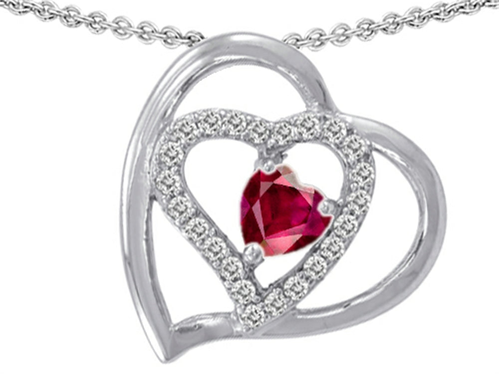 Star K™ 6mm Heart Shape Created Ruby Pendant Necklace