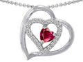Star K™ 6mm Heart Shape Created Ruby Pendant Necklace