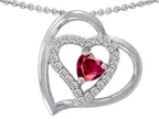 Star K™ 6mm Heart Shape Created Ruby Pendant Necklace