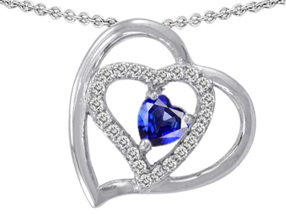 Star K™ 6mm Heart Shape Created Sapphire Pendant Necklace
