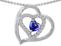 Star K™ 6mm Heart Shape Created Sapphire Pendant Necklace