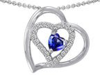 Star K™ 6mm Heart Shape Created Sapphire Pendant Necklace