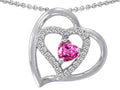 Star K™ 6mm Heart Shape Created Pink Sapphire Pendant Necklace
