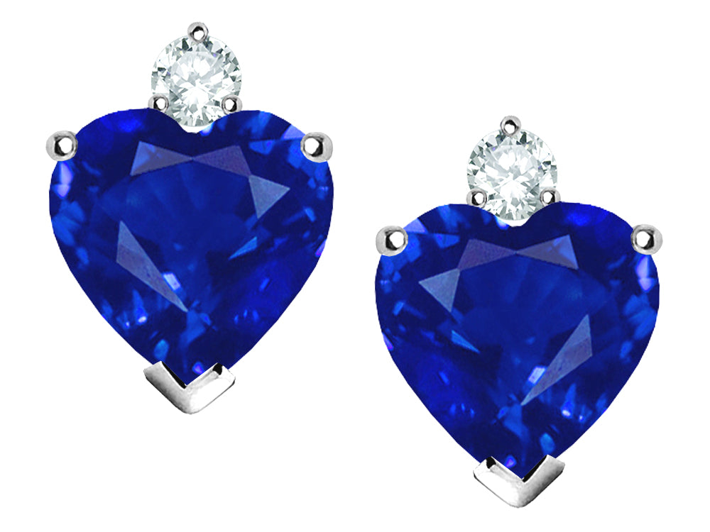 Star K™ Heart Shape 7mm Simulated Sapphire Earrings