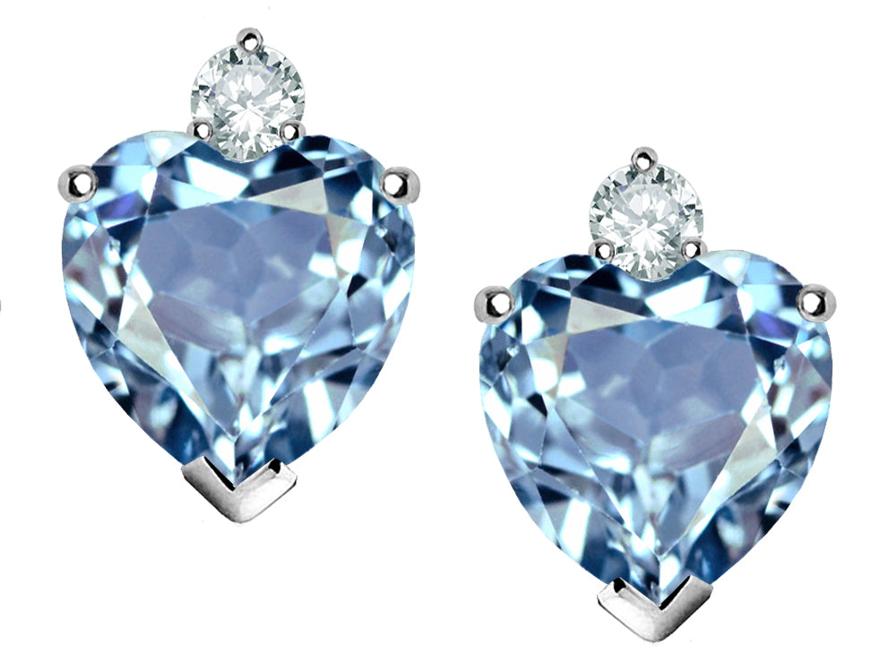 Star K™ Heart Shape 7mm Simulated Aquamarine Earrings