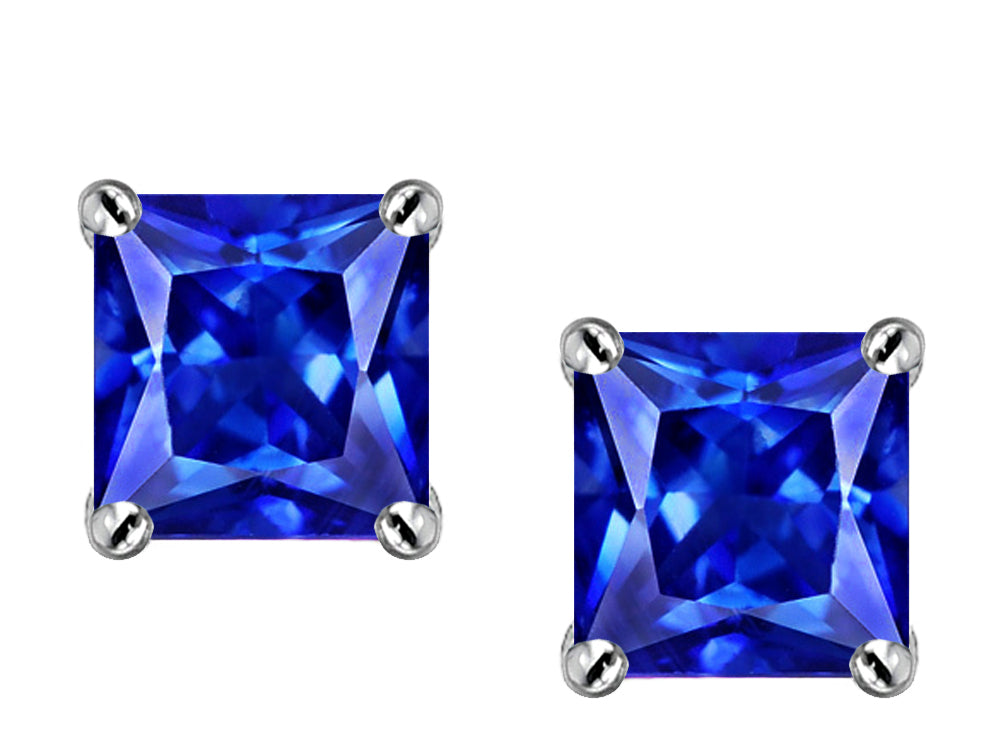 Star K™ Square Cut 7mm Created Sapphire Earrings