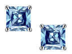 Star K™ Square Cut 7mm Simulated Aquamarine Earrings