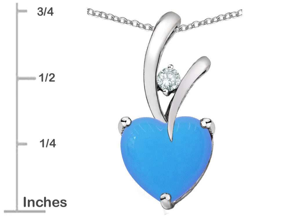 Star K™ Heart Shape 8mm Simulated Turquoise Endless Love Pendant Necklace