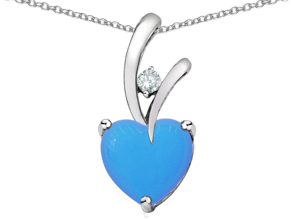 Star K™ Heart Shape 8mm Simulated Turquoise Endless Love Pendant Necklace