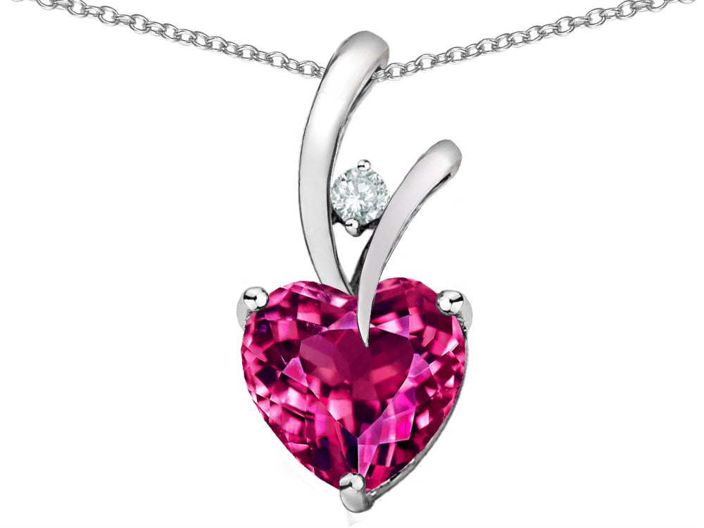 Star K™ Heart Shaped 8mm Created Dark Pink Sapphire Endless Love Pendant Necklace