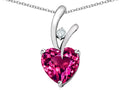 Star K™ Heart Shaped 8mm Created Dark Pink Sapphire Endless Love Pendant Necklace
