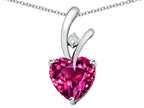Star K™ Heart Shaped 8mm Created Dark Pink Sapphire Endless Love Pendant Necklace
