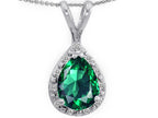 Tommaso Design™ Pear Shape Simulated Emerald Pendant Necklace