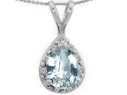 Tommaso Design™ Pear Shape Simulated Aquamarine Pendant Necklace