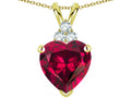 Tommaso Design™ Heart Shape 8mm Created Ruby Heart Pendant Necklace
