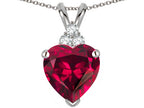 Tommaso Design™ Heart Shape 8mm Created Ruby Heart Pendant Necklace