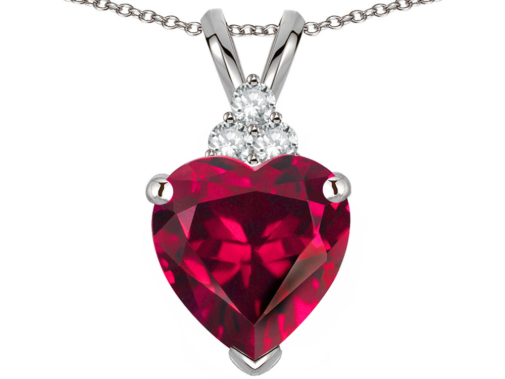 Tommaso Design™ Heart Shape 8mm Created Ruby Heart Pendant Necklace