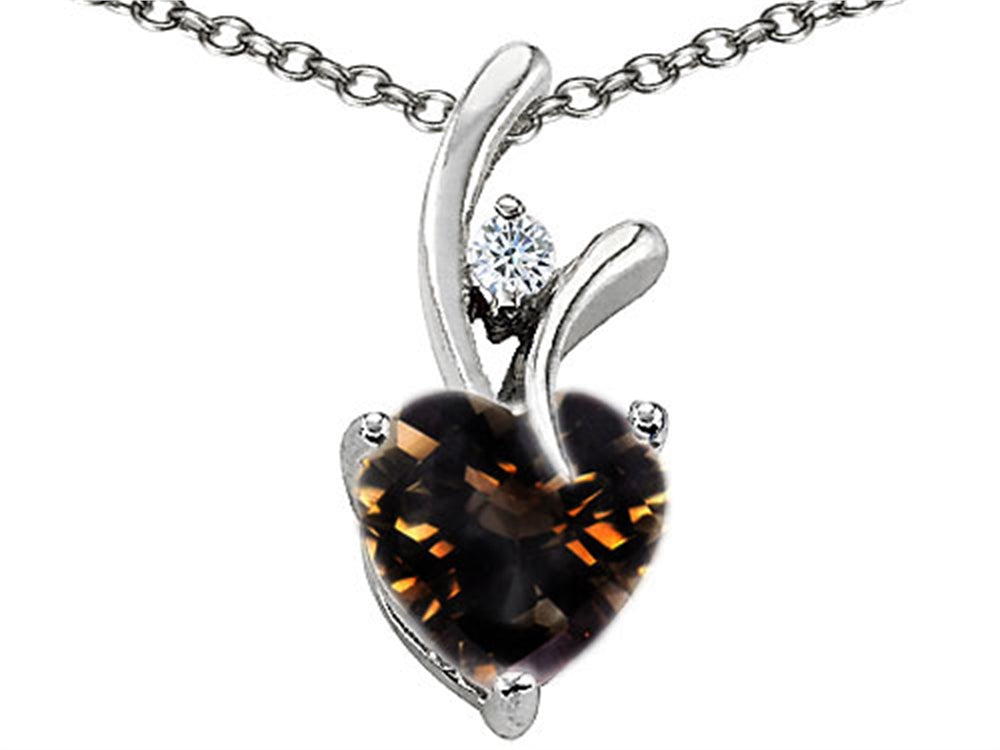Star K™ Genuine Heart Shaped Smoky Quartz Pendant Necklace