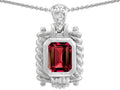 Star K™ Bali Style Emerald Cut 9x7mm Created Ruby Pendant Necklace