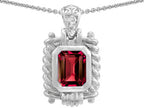 Star K™ Bali Style Emerald Cut 9x7mm Created Ruby Pendant Necklace