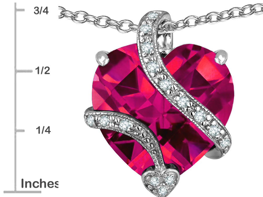 Star K™ Large 15mm Heart Shape Created Ruby Love Pendant Necklace