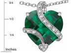 Star K™ Large 15mm Heart Shaped Simulated Emerald Pendant Necklace