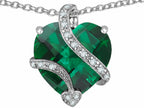 Star K™ Large 15mm Heart Shaped Simulated Emerald Pendant Necklace