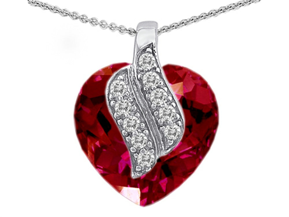 Star K™ Large 15mm Heart Shape Created Ruby Soul Mate Pendant Necklace