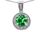 Tommaso Design™ Round Simulated Emerald Pendant Necklace
