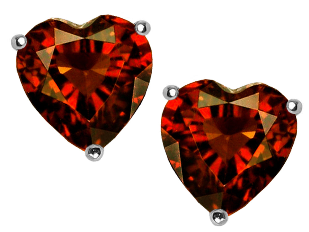 Star K™ 7mm Heart Shape Simulated Garnet Earrings Studs