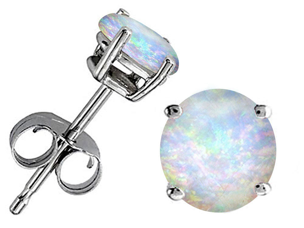Star K™ Round 7mm Simulated Opal Earrings Studs