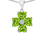 Star K™ 6mm Heart Shape Simulated Peridot and Cubic Zirconia and Cubic Zirconia Lucky Clover Pendant Necklace