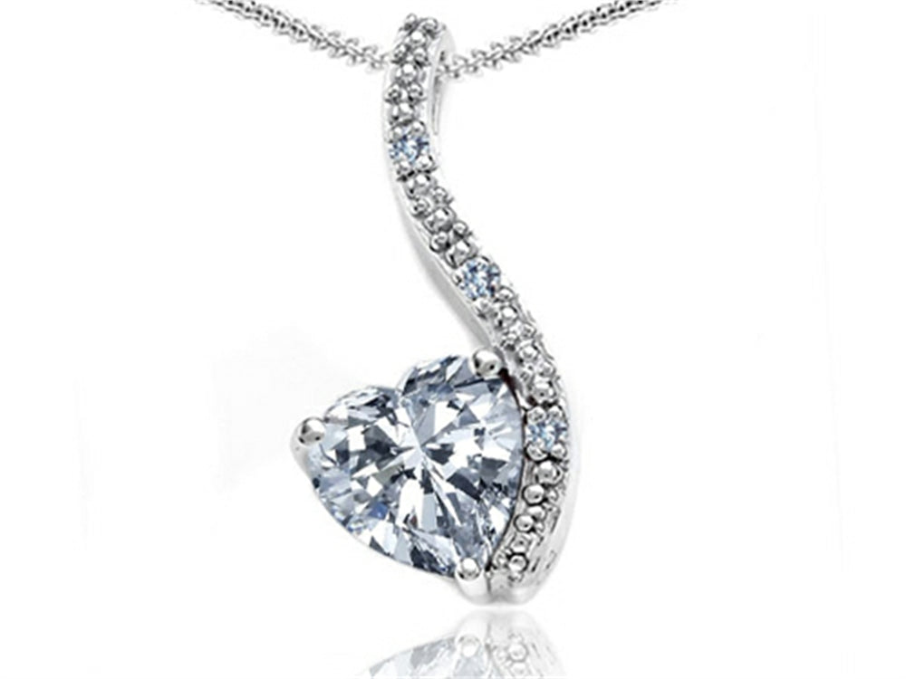 Tommaso Design™ Heart Shape 6mm Genuine White Topaz Pendant Necklace